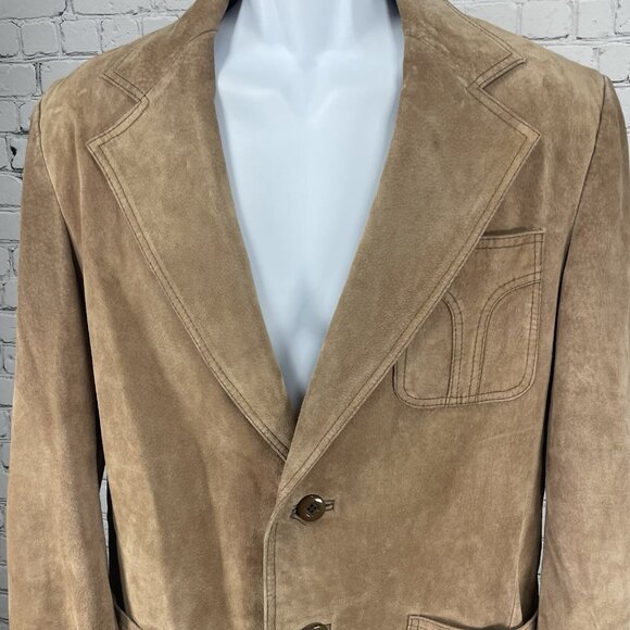 VTG William Barry Brown  Raw Pork Velour Leather Jacket Collar USA Made Size 40 - Picture 12 of 13